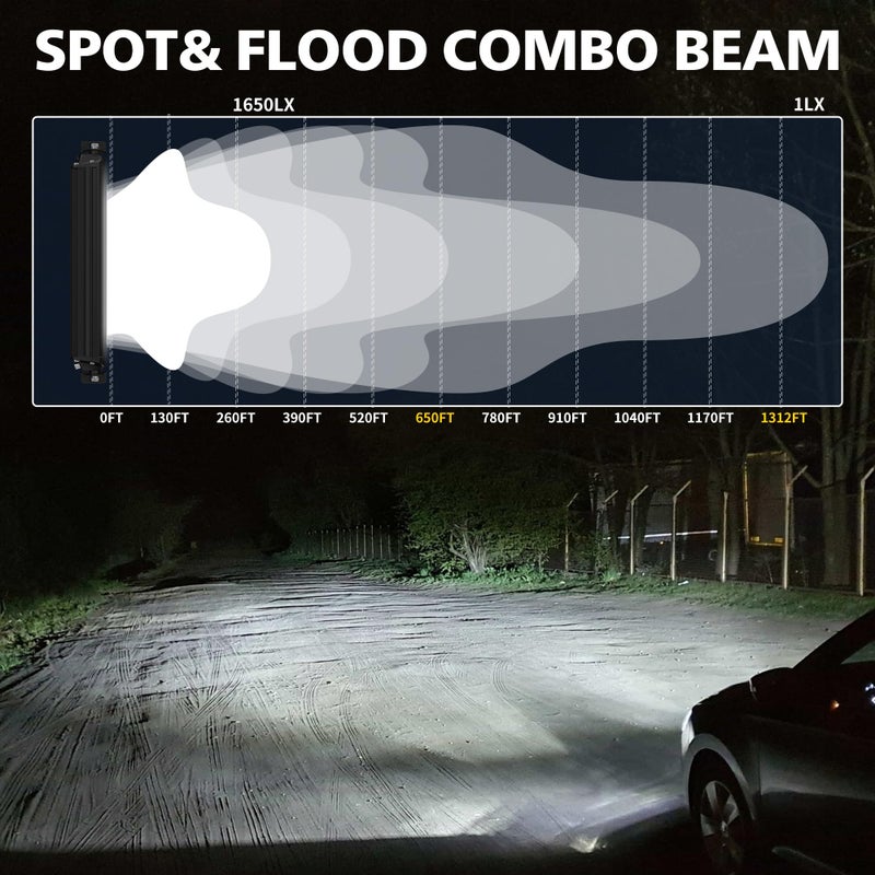 4WDKING LED Light Bar 10 inch IP68&IP69K Waterproof Dual Row Off Road Light Bar with DT Connector 90W Flood and Spot Combo Beam Work Light for Truck Cars ATV UTV Boat - Image 5